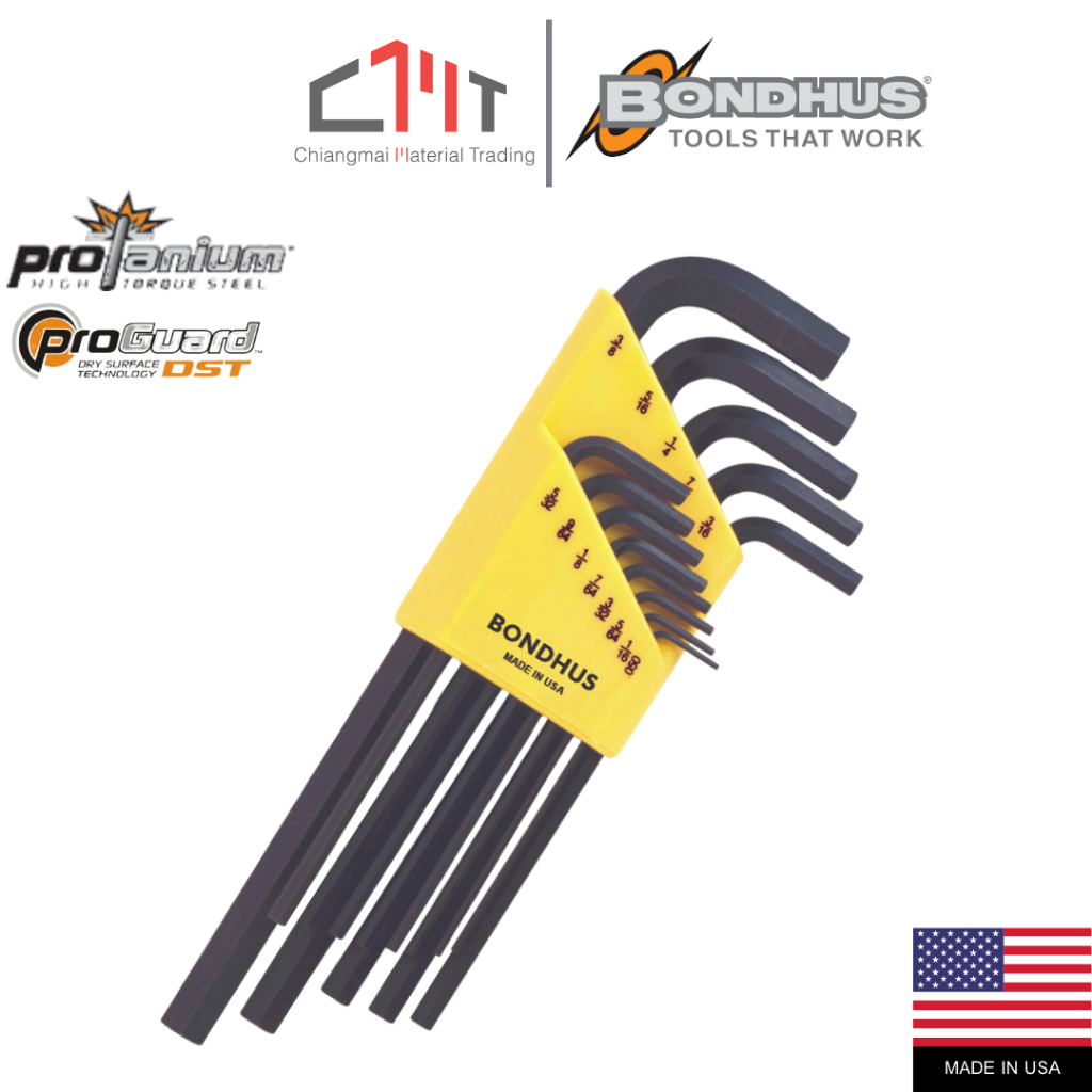 BONDHUS  ประแจหกเหลี่ยมตัวแอล แบบยาว 13ตัวชุด (นิ้ว) No.12137