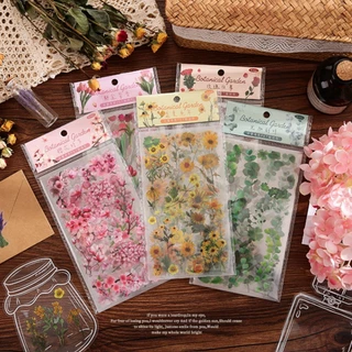 [พร้อมส่ง] DIY สติ๊กเกอร์ 6PC/ชุด ดอกไม้ ใบไม้ เดซี่ กุหลาบ ขอบใส กันน้ำ Daisy Rose Flower PET Clear Transparent Sticker
