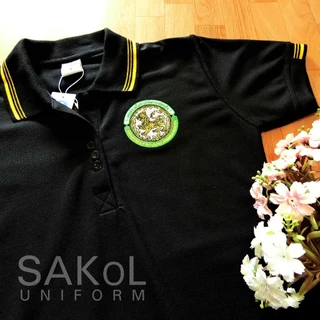 SAKOL โปโลผ้าTK มีปักแขน+ปักหลัง เสื้อโปโล สีดำ เสื้อดำ ดำ ปักตรา อปท มหาดไทย ท้องถิ่น อบต เทศบาล