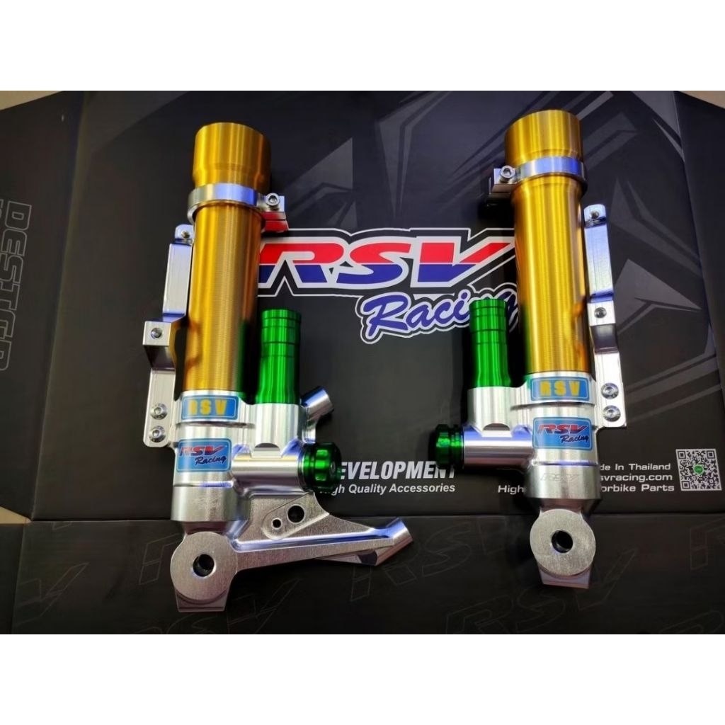 กระบอกโช๊คหน้า X-max / Forza350 ซัพแทงค์ หัวเงิน กระบอกทอง แทงค์เขียว จับปั้ม Brembo 100 มิล จาน 300 มิล