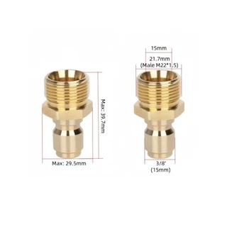 M22*1.5 คอปเปอร์หน้าปั้ม คอปเปอร์สำหรับเครื่องฉีดน้ำแรงดันสูง ข้อต่อทองเหลือง คอปเปอร์น้ำ