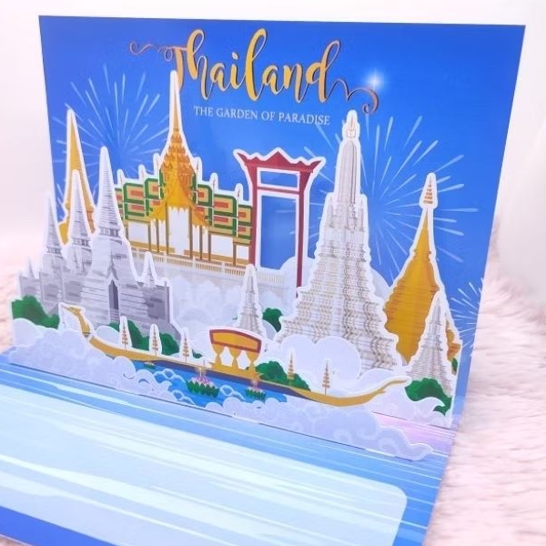 TH03 การ์ดป๊อปอัพ แบบที่3 ต้อนรับ Welcome to Thailand นักท่องเที่ยว งานไทย สวยงามน่ารัก