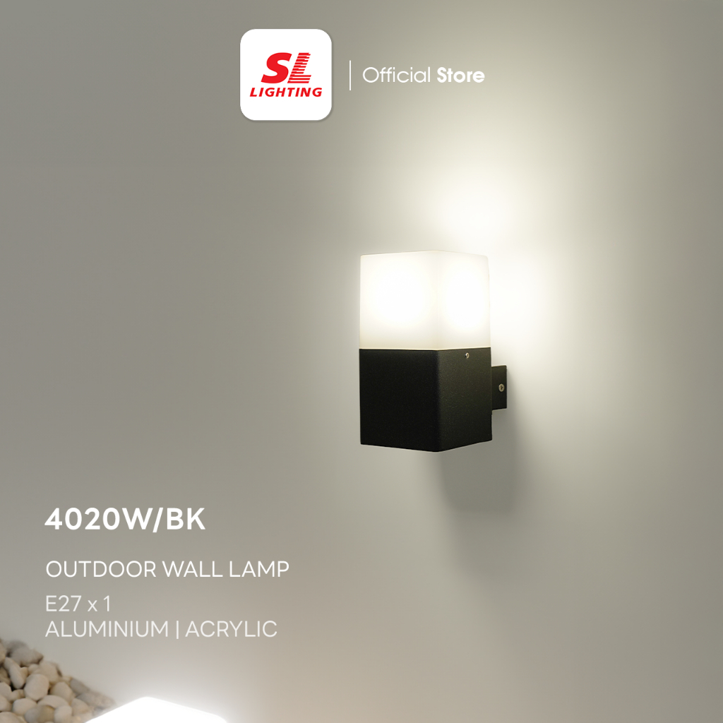 SL LIGHTING | Outdoor Wall Lamp โคมไฟติดผนังภายนอก สไตล์ Modern รุ่น SL-10-4020W/BK ขั้ว E27