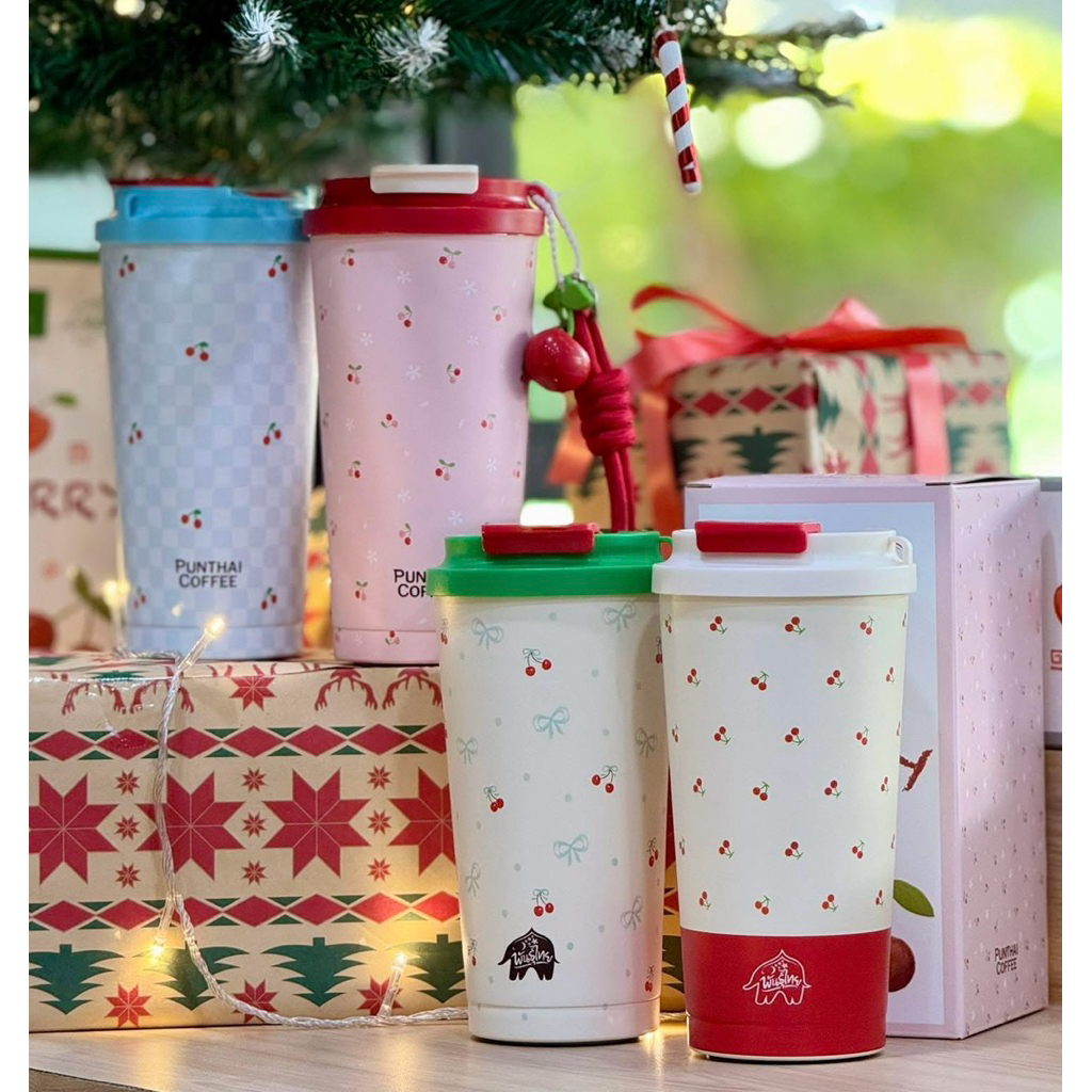 แก้วเก็บความเย็นพันธ์ุไทย punthai ของแท้100% 🍒รุ่น เชอรี่