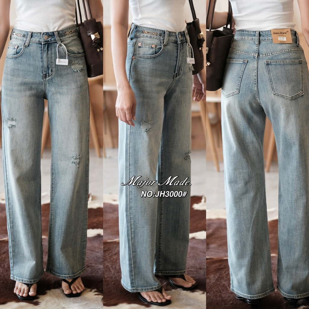 JH3000# กางเกงยีนส์ขากระบอก