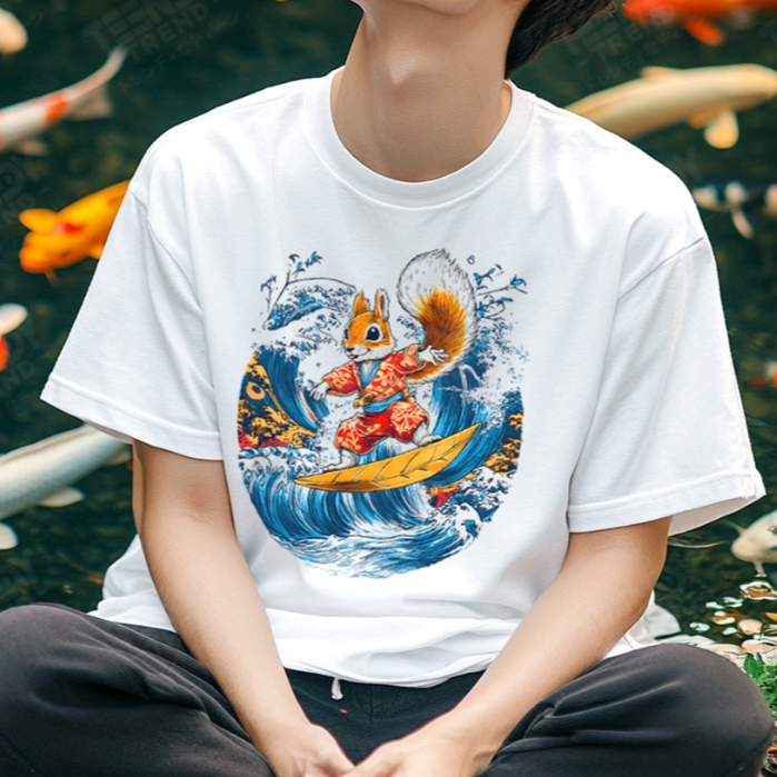 Teendy Trend เสื้อยืดผู้ชาย ผู้หญิง คอตตอน ลายrabbit สีขาว รุ่นTDX0089-WH