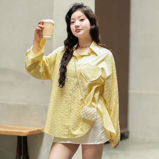 LoveRomy-เสื้อเชิ้ต Oversize สไตล์เกาหลี ผ้านิ่ม ไม่ร้อน ผ้าไม่ต้องรีด เสื้อเชิ้ตผู้หญิงใส่ทำงาน/เที่ยว