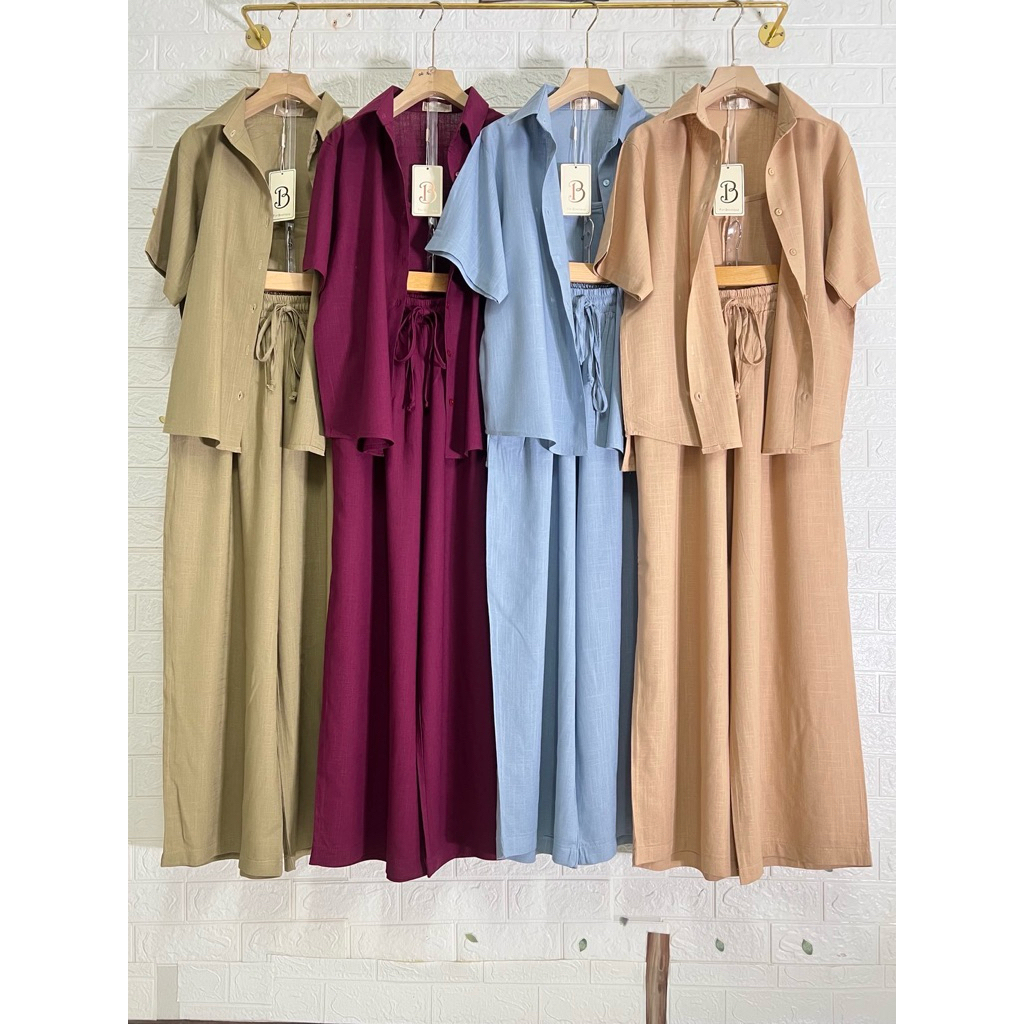 เซ็ทลินิน งานไทย 3ชิ้น จุกๆ ไปเลย เสื้อแขนสั้น ตัวยาว พร้อมกางเกง ⛱️ - รูปที่ 2