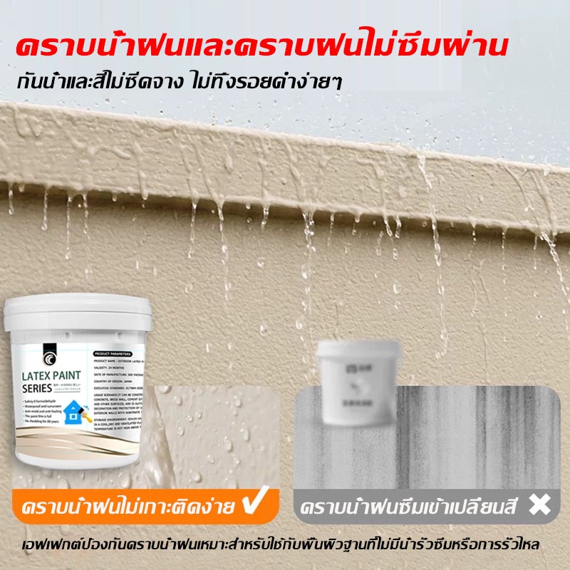 【0 ไม่มีอัลดีไฮด์ 】สียางพาราผนังภายนอก 1000g กันความชื้น สีน้ำยางพารา สีทาผนัง สีทาบ้านภายนอก สีทาภายนอกภายใน - รูปที่ 3