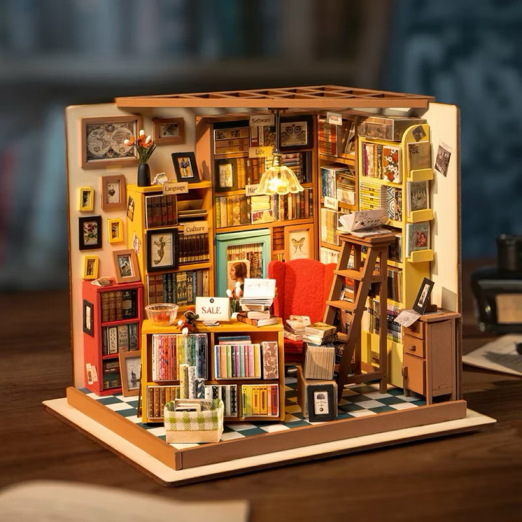 พร้อมส่ง % ชุดบ้านตุ๊กตาจิ๋ว DIY Rolife Sam's Study DIY Miniature Dollhouse ห้องอ่านหนังสือ[ของแท้]