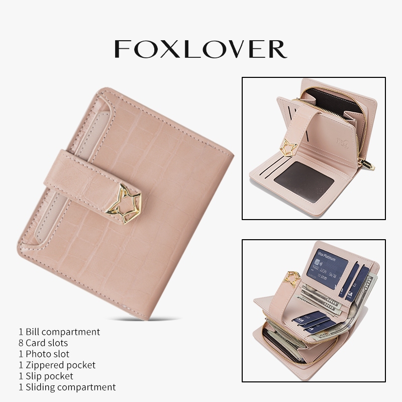 FOXLOVER محفظة نسائية 8 بطاقات — وردي — صورة 5