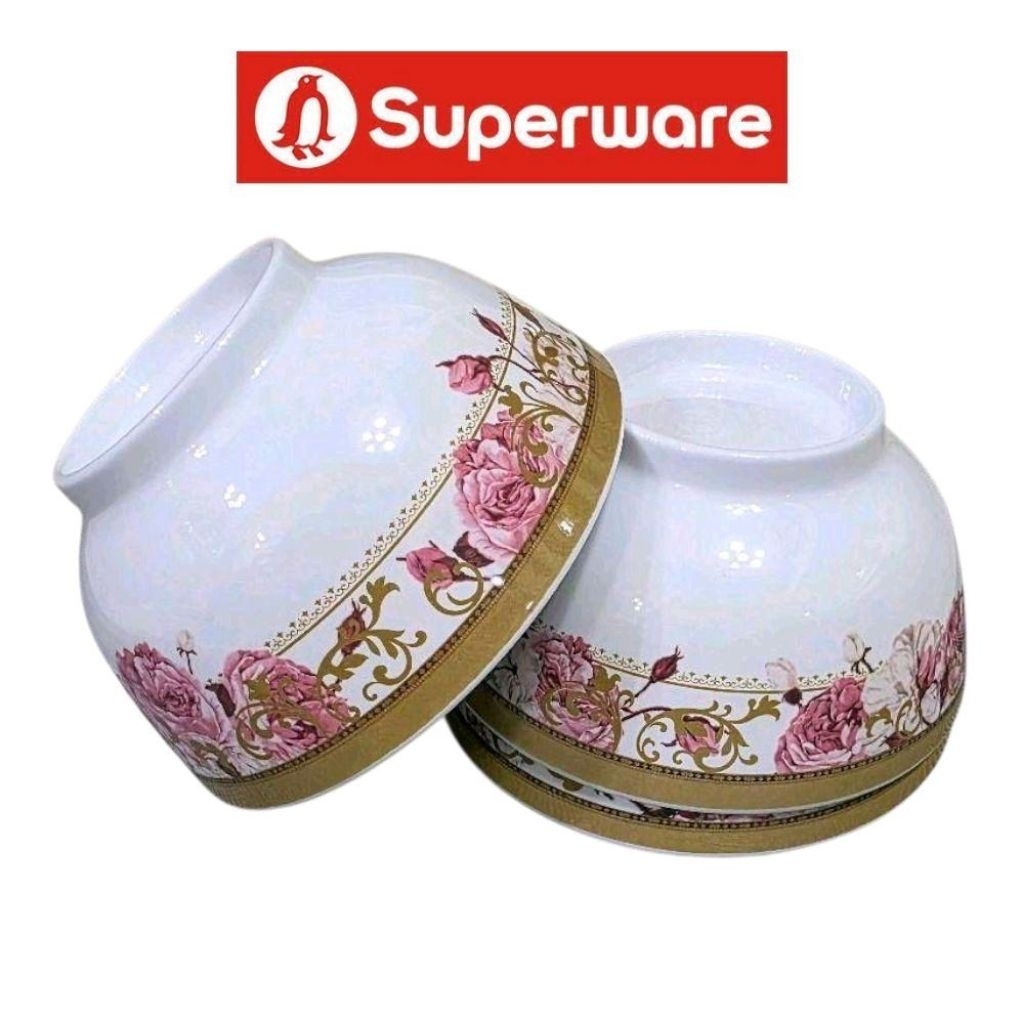 ชุดชามโคม 7 นิ้ว 3 ใบ ลายโรซ่าอะมันเต้ Superware ตรานกเพนกวิน เกรดเอ
