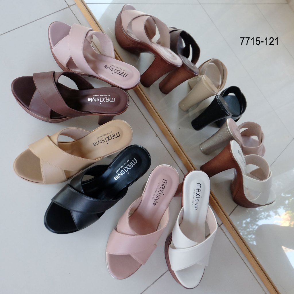 ส้นสูง 4 นิ้วหน้าไขว้ วงสวมซับผ้ากำมะหยี่ละมุนผิวเท้า (7715-121)