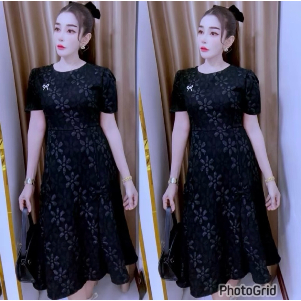 เดรสสีดำ ฟรีไซส์ ใส่ 1-2 ครั้ง S M L ใส่ได้ อก 32-40 สะโพกฟรีไซส์