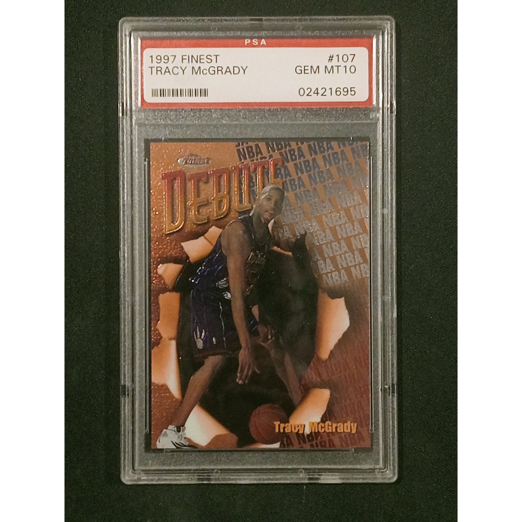 1997 Topps Finest #107 Tracy McGrady Toronto Raptors Rookie Card PSA 10