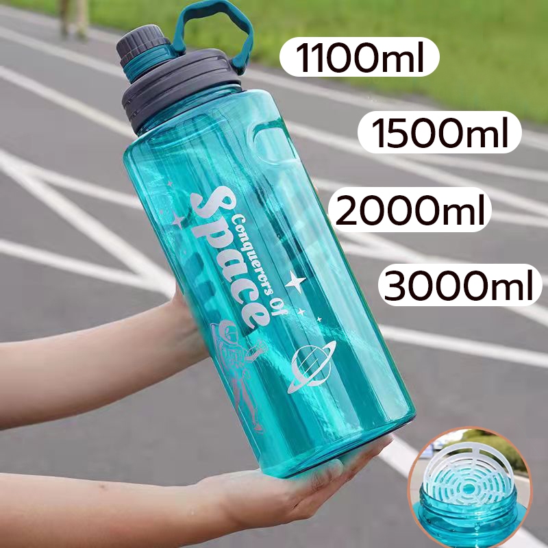 ขวดน้ำขนาดใหญ่ 2 ลิตร พร้อมหลอด มีที่จับ ขวดน้ำพลาสติก กระติกน้ำ พร้อมฟิลเตอร์ BOTTLE ทำจากวัสดุPP