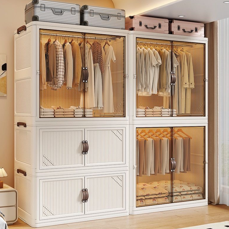 Ubear ตู้เสื้อผ้า Wardrobe 85CM พับได้ ตู้เก็บของพับได้ มีล้อ ตู้เสื้อผ้าเด็ก PPหนา แข็งแรง