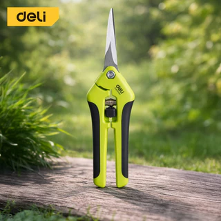 Deli กรรไกรตัดแต่งกิ่ง กรรไกรตัดแต่งกิ่ง 6.5 นิ้ว ด้ามยางกันลื่น ปลอดภัยด้วย Safety Lock Pruning Shears