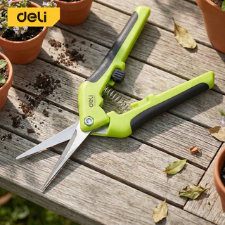 Deli กรรไกรตัดแต่งกิ่ง กรรไกรตัดแต่งกิ่ง 6.5 นิ้ว ด้ามยางกันลื่น ปลอดภัยด้วย Safety Lock Pruning Shears