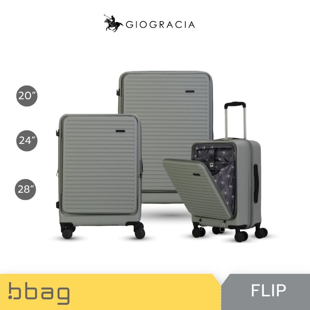 Giogracia Polo Club กระเป๋าเดินทางเปิดฝาหน้าได้ รุ่น FLIP (GIO12) วัสดุ ABS ใส่คอม 15.6"  TSA Lock ขยายจุเพิ่ม [เขียว]