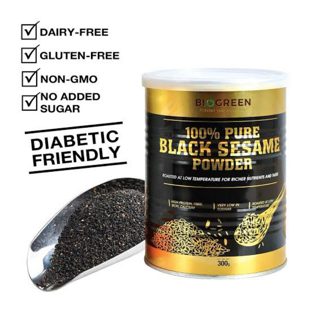 งาดำบด เกรดพรีเมี่ยม Biogreen 100% Pure Black Sesame Powder 300g