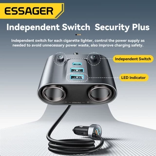 Essager ที่ชาร์จเร็วในรถยนต์ อะแดปเตอร์ชาร์จโทรศัพท์ (USB A 2 ช่อง, Type C 2 ช่อง, PD30W)
