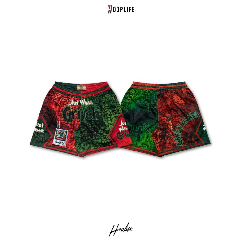 กางเกงขาสั้น กางเกงแฟชั่นเนวสตรีท HoopLife Green Mamba Mesh Shorts