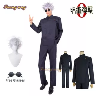 Satoru Gojo คอสตูมคอสเพลย์ อะนิเมะ Jujutsu Kaisen ชุดนักเรียนมัธยมปลาย ด้านบน กางเกง แว่นตา