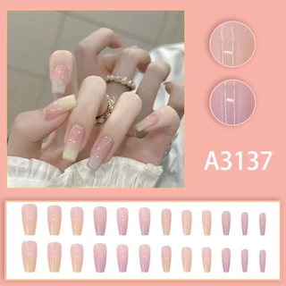[ABCDEW] รวมเล็บปลอมสำเร็จรูป เล็บปลอมอะไหล่เพรช เล็บปลอม หลากหลายสไตล์ ลายสวย ทรงสี่เหลี่ยม พร้อมกล่อง 24 ชิ้น