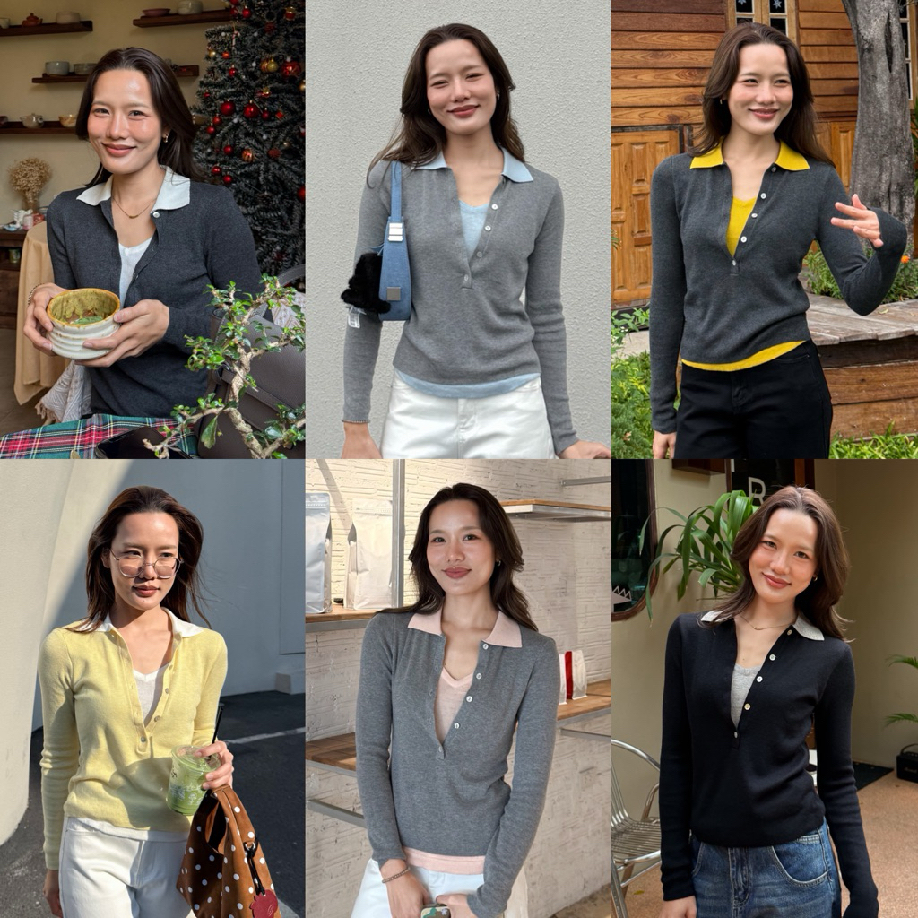 APPAREL.STORY - Bonnie knit top (บอนนี่) เสื้อคอปกผ้าไหมพรมทอบาง