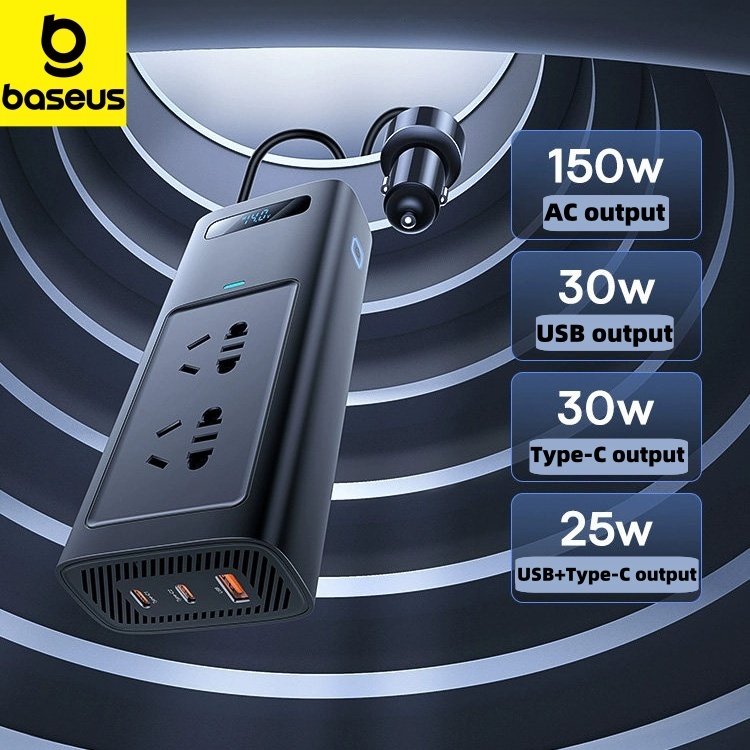 Baseus อินเวอร์เตอร์รถยนต์ 150W DC 12V to AC 220V อินเวอร์เตอร์พลังงานอัตโนมัติ ชาร์จเร็ว ราคา ถูกที่สุด ดีลบีเคเค แกลเลอรีภาพที่ 2