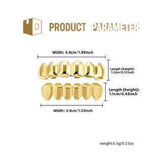 ฟันฮิปฮอป เครื่องประดับทันตกรรมที่ถอดออกได้ hip hop teeth grillz ใส่ง่าย สำหรับปาร์ตี้ ฮัลโลวีน สีเงิน สีทอง