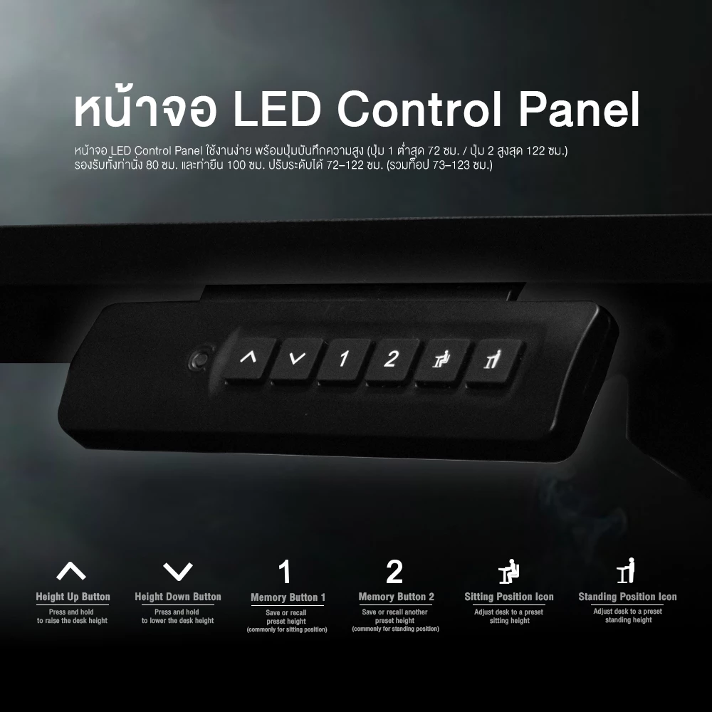 [ส่งฟรี] Neolution E-Gaming DUO โต๊ะปรับระดับไฟฟ้า Dual Motor Standing Desk จอ LED ปรับสูงต่ำ Carbon Fiber Top มี2ขนาด thumbnail 3