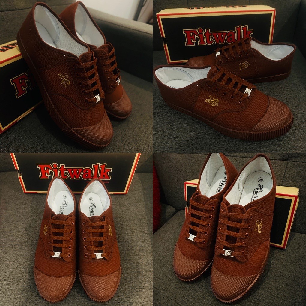 รองเท้านักเรียนผ้าใบ สีน้ำตาล Feebus รุ่นFitwalk  รุ่น FB-5799