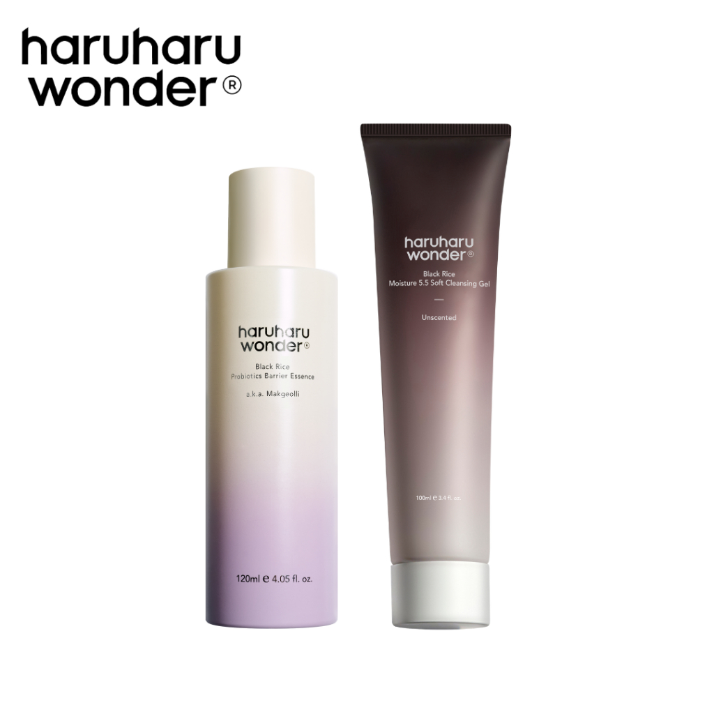 (SET 2 ชิ้น) haruharu wonder Black Rice Probiotics Barrier Essence 120 ml. + Moisture 5.5 Soft Cleansing Gel 100 ml.
