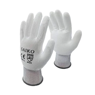SAIKO ถุงมือไนล่อน เคลือบ PU เต็มฝ่ามือ (แพ็ค1/1 แพ็ครวม 10 คู่)