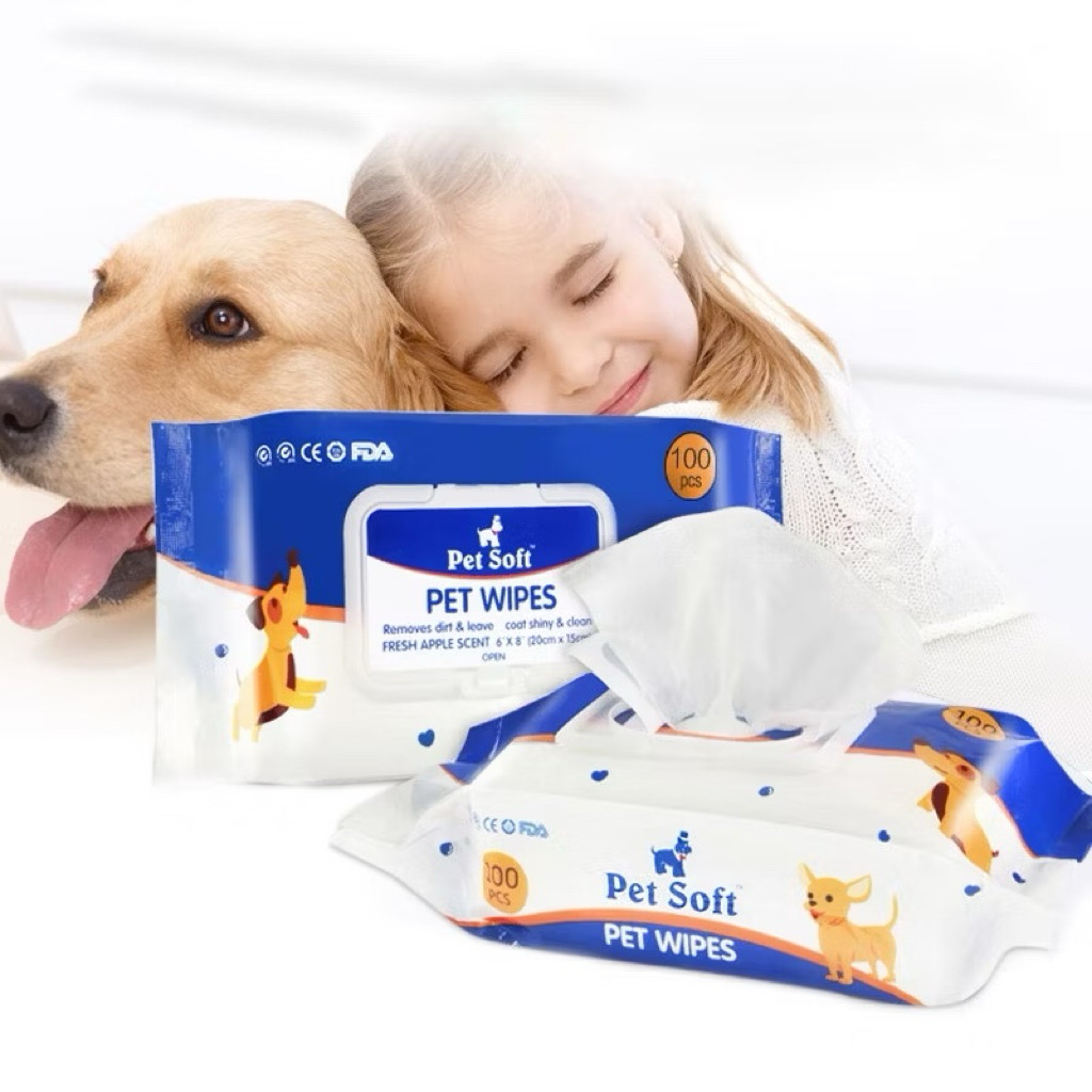 Petsoft Pet Wipes ทิชชู่เปียกทำความสะอาดสัตว์เลี้ยง ผ้าเปียกสุนัขและแมว จำนวน 100 แผ่น ราคา ถูกที่สุด ดีลบีเคเค แกลเลอรีภาพที่ 2
