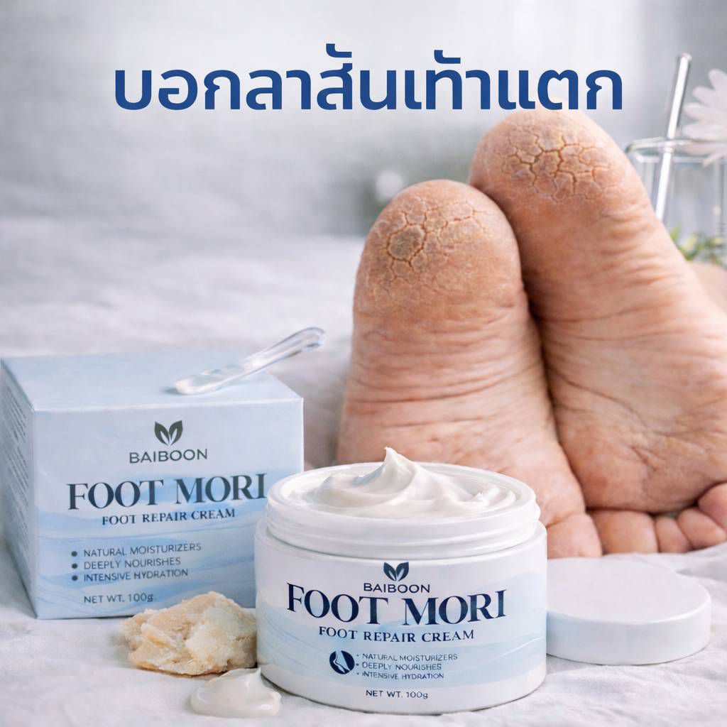 ครีมบำรุงส้นเท้า  FOOT  MORI   ช่วยคืนความชุ่มชื้นเท้าที่หยาบกร้าน ส้นเท้าแตก  ปริมาณ  100  กรัม