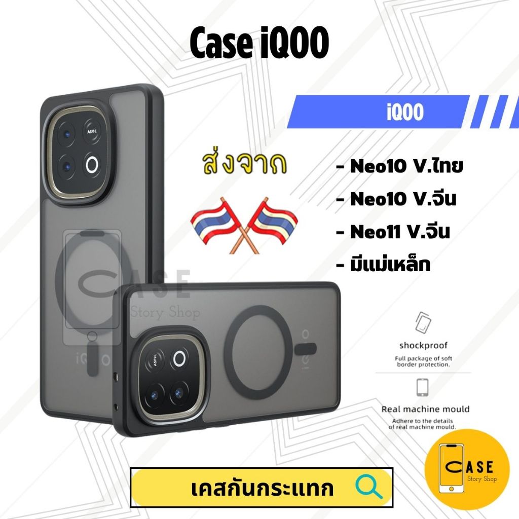 เคส iQOO Neo 10 V.ไทย / Neo 11 V.จีน เคสแม่เหล็ก กันกระแทก ฝาหลังแข็ง ส่งจากไทย Frosted Case