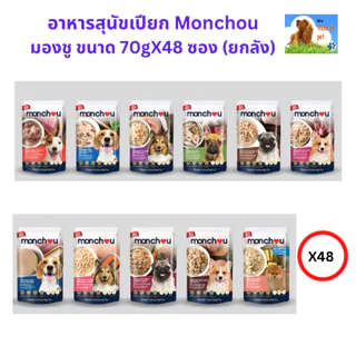 อาหารสุนัขเปียก Monchou มองชู ขนาด 70gX48