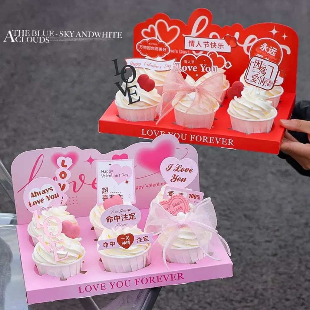 พร้อมส่ง กล่องคัพเค้กฝาใสฝาสูง 14 cm กล่องคัพเค้กวาเลนไทน์ กล่องของขวัญวาเลนไทน์ - รูปที่ 5