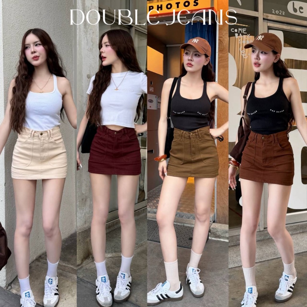 [DOUBLE J.] กระโปรงยีนส์ผ้าสีป้าย DADAjeans รุ่น BASIC เอวสูงเก็บทรง ยีนส์สีสวยมาก งานเข้าใหม่ [S - XL]
