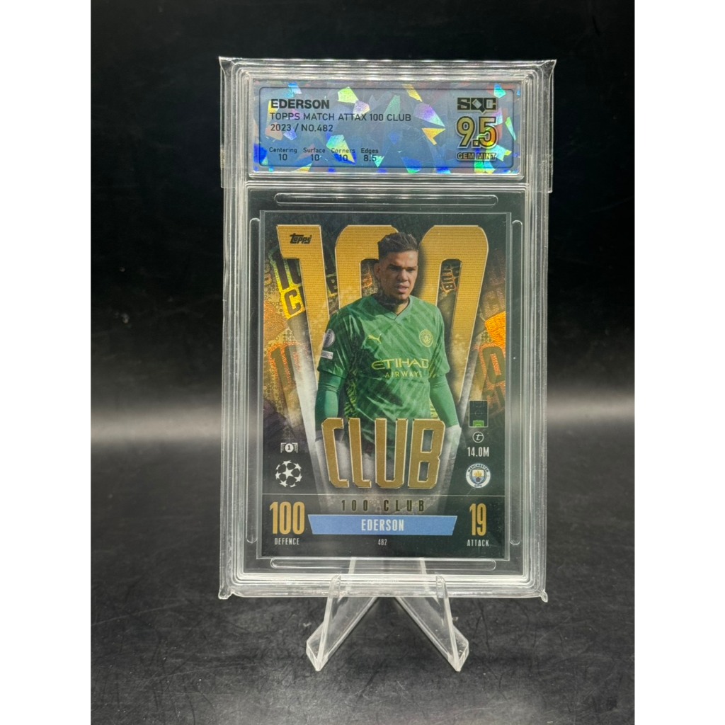 2023-24 Topps Match Attax 100 Club Ederson #482 (Man City) - SQC 9.5 GEM MINT