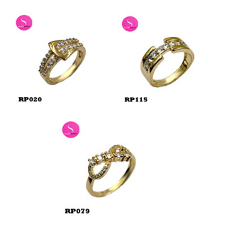 3ลาย จำนวนจำกัด แหวนชุบทอง ประดับเพชร  แฟชั่นเรียบง่ายสำหรับ…