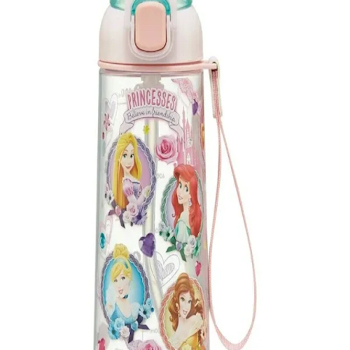 One-Push Straw Bottle Water Bottle 630ml Transparent PSHPO6 Disney Princess
