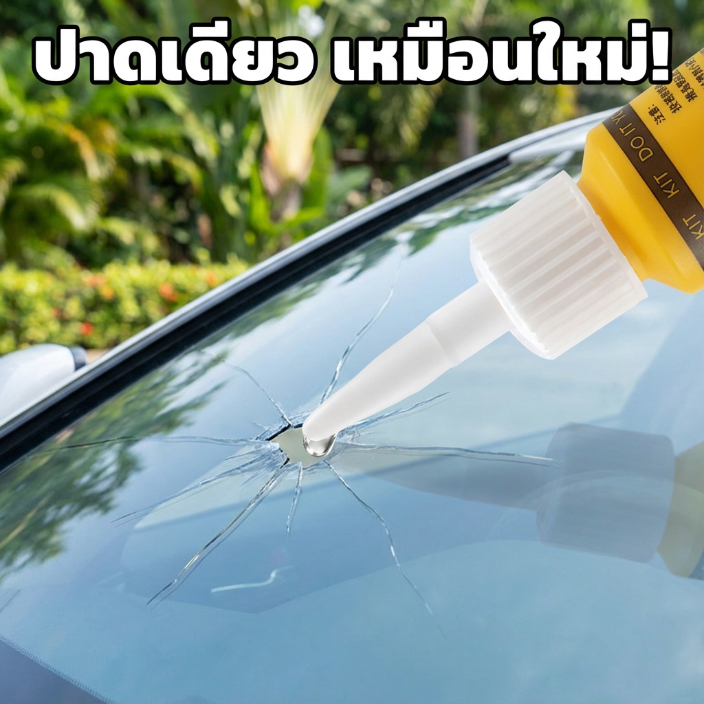 สลายรอยร้าวในพริบตา! น้ำยาซ่อมกระจกรถยนต์ ซ่อมกระจกรถ น้ํายาซ่อมกระจกร้าว ลบรอยร้าว แก้ไขง่าย