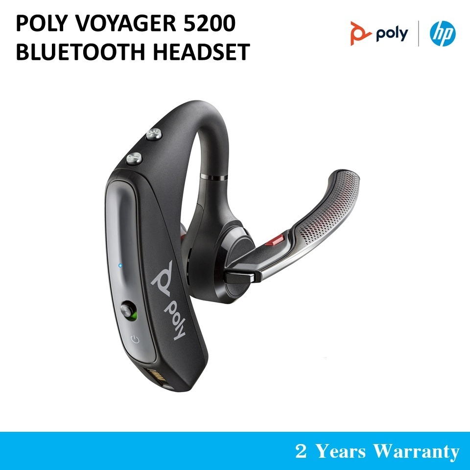 Poly Voyager 5200 Wireless Headset (Plantronics) - Single-Ear Bluetooth Headset w/Noise-Canceling Mic - Ergonomic Design