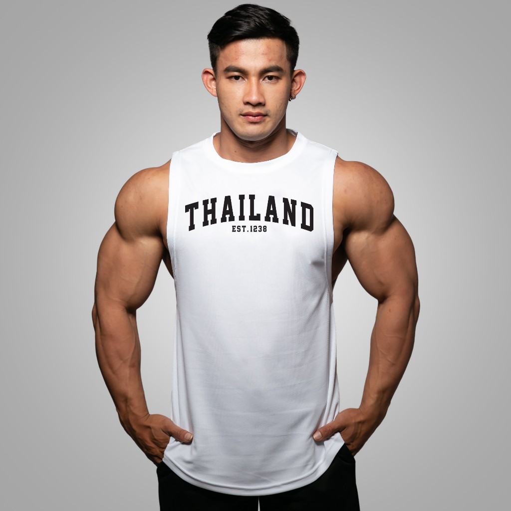 THAILAND เสื้อแขนกุดเว้าแขนกว้าง Drop Arm Sleeveless Muscle Shirt