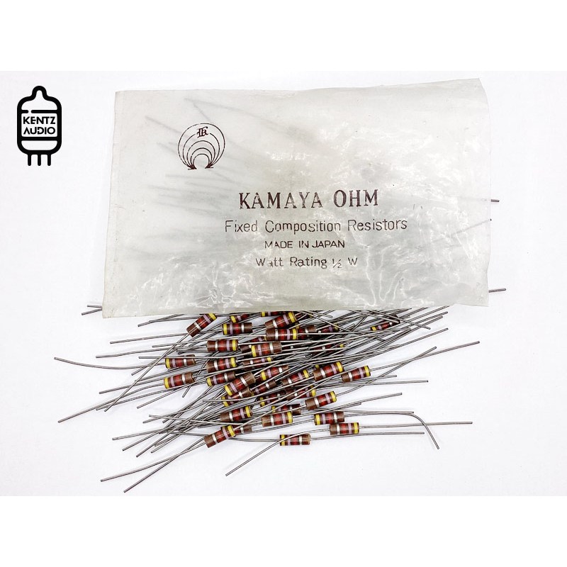 [NOS] ตัวต้านทาน ค่าสี 4.7KΩ 4K7 KAMAYA Carbon composition Resistor 1/2W 0.5W ค่ายืดหดตั้งแต่ 4.4K,5