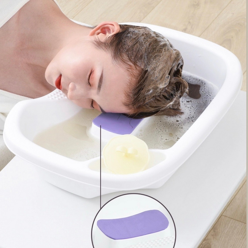 ที่รองสระผม อ่างสระผม เคลื่อนที ที่นอนสระผม เสริมแผ่นยางรองคอ เหมาะสำหรับผู้ป่วยติดเตียง